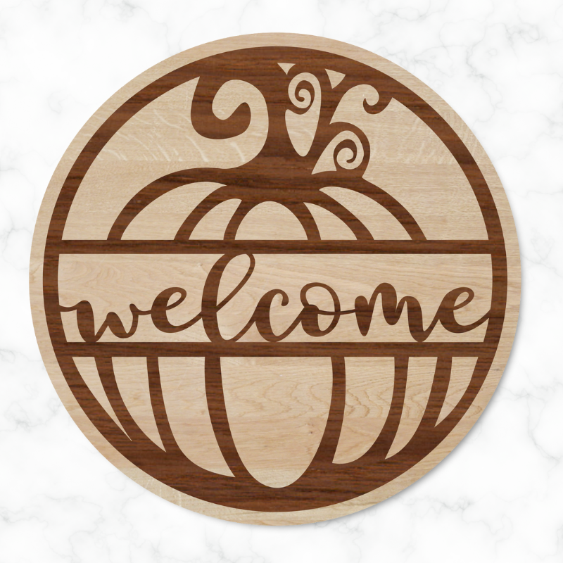 Welcome Pumpkin Circle Blank Wood Sign + FREE Digital Cut File