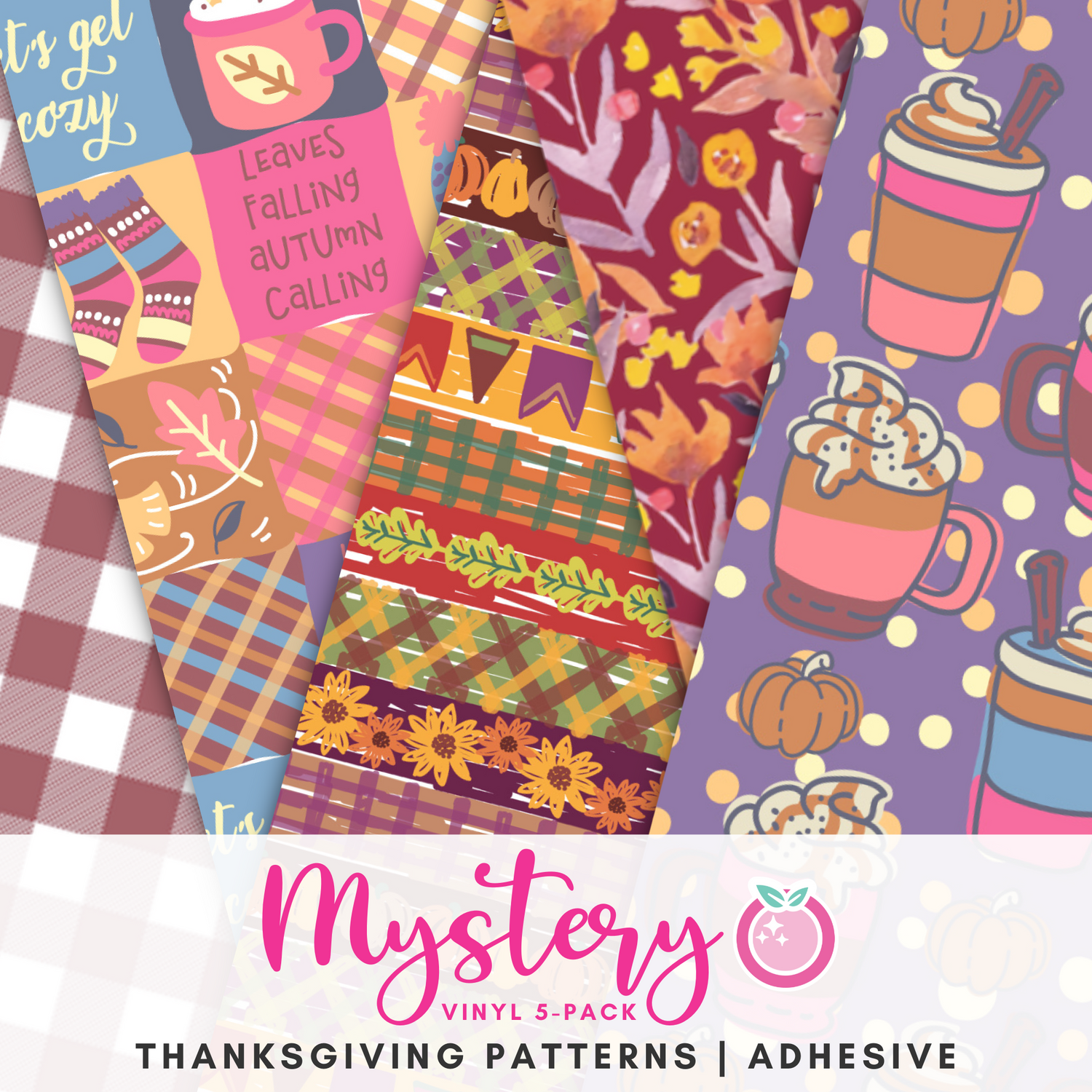 Mystery Vinyl 5-Packs - Thanksgiving Patterns - HTV or Adhesive