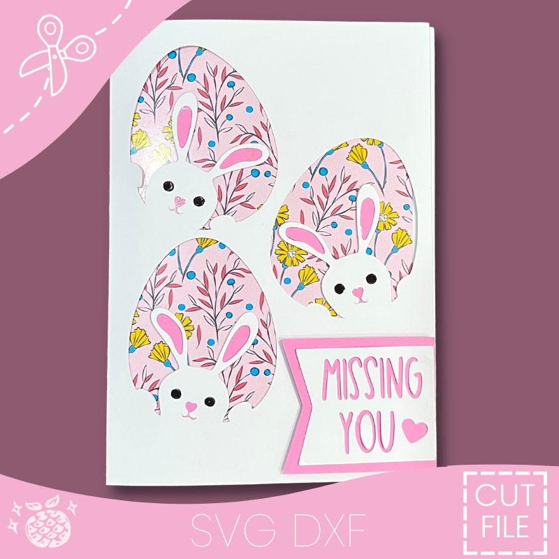 "Missing You Bunny Card" Cut File