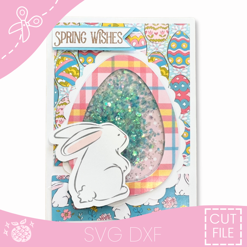 "Spring Wishes Shaker Card" Cut File