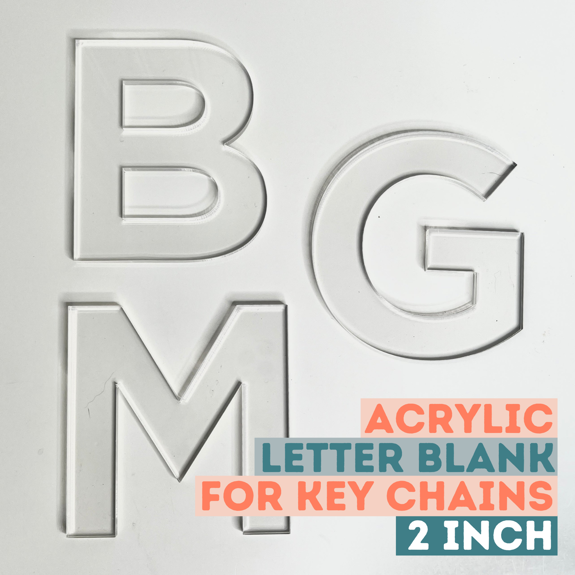 Acrylic Letter Blank Key Chain - DIY Kit - 2 inch