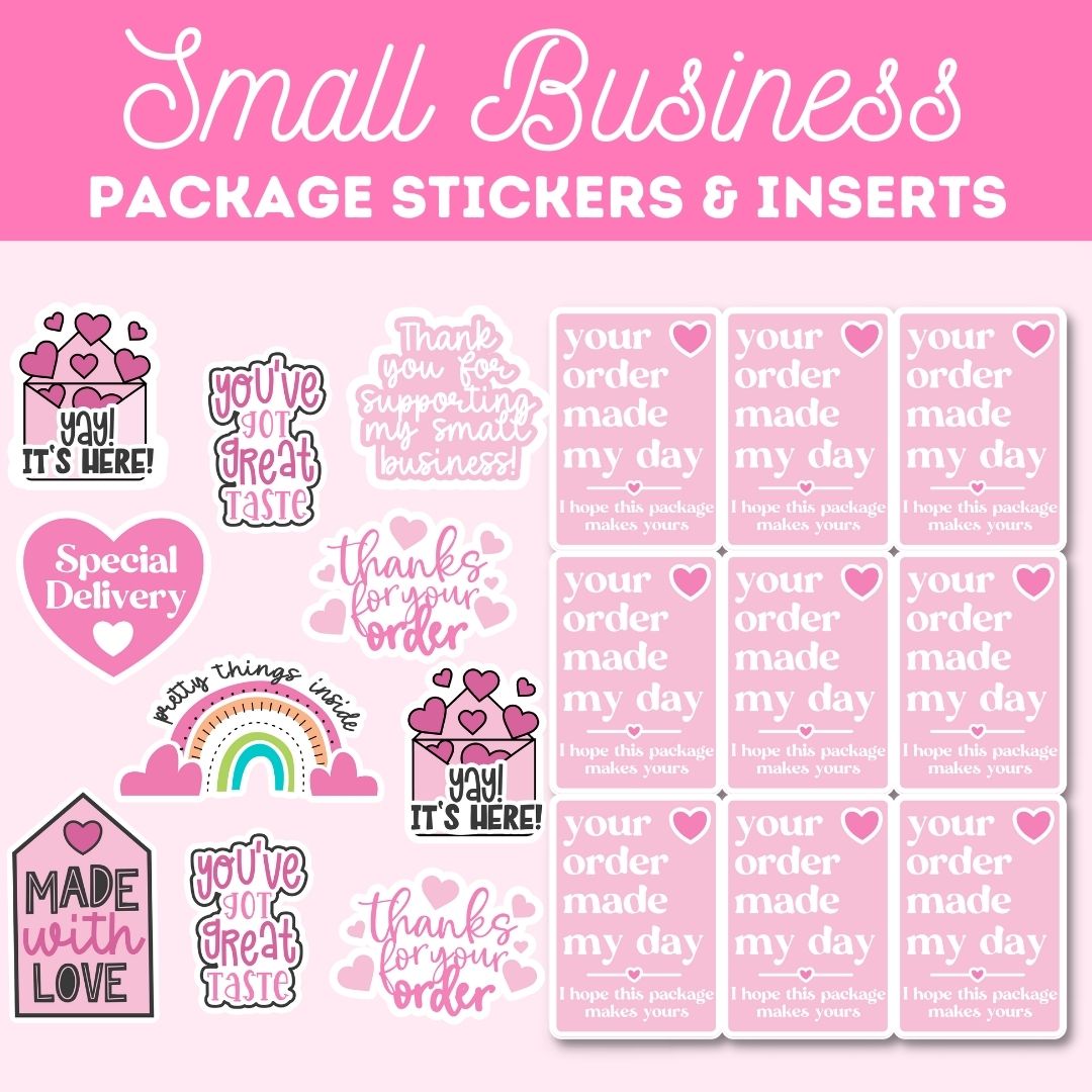 Small Business Package Stickers and Inserts - Valentine's Day
