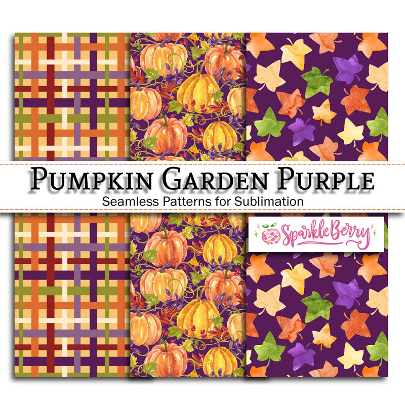 Pumpkin Garden Purple Digital Pattern Collection