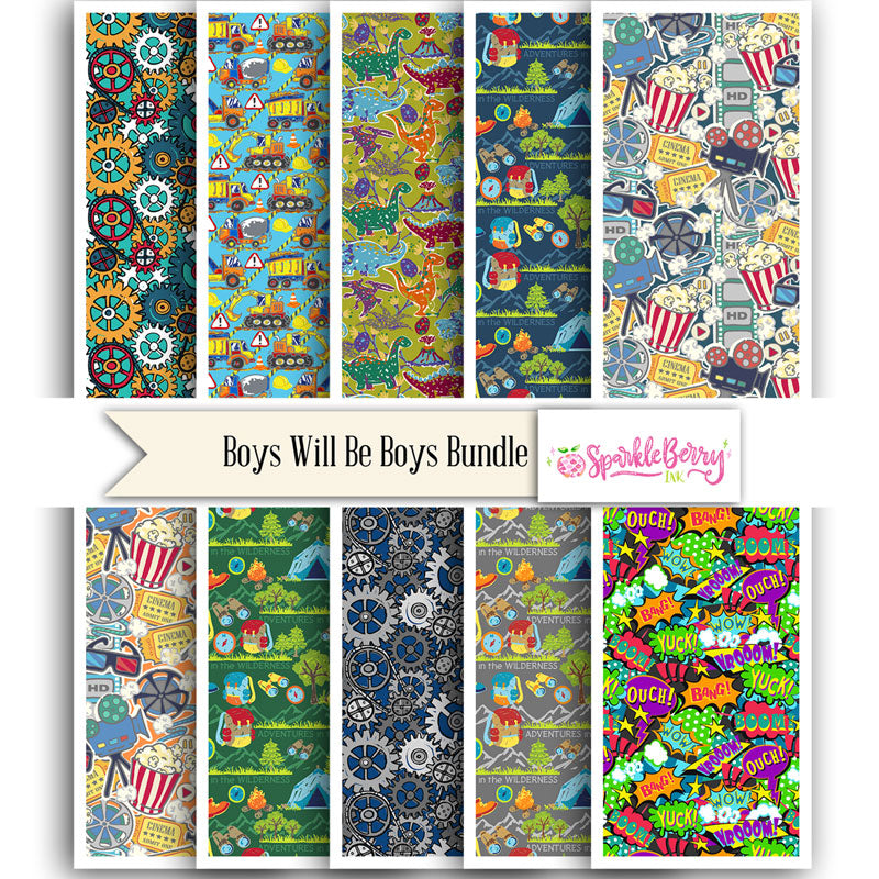 Boys Will Be Boys Digital Pattern Bundle for Sublimation